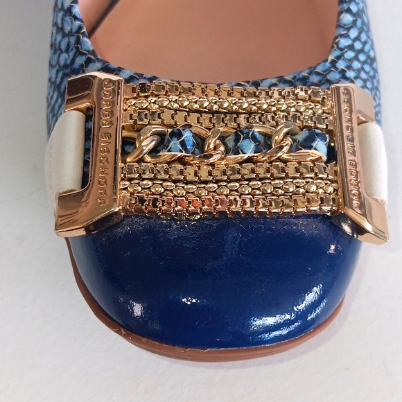 Jorde Bischoff Leather blue Heels shoes size 6 - Picture 3 of 7